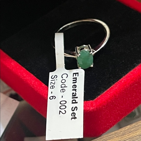 NWT Jewelry Set Natural Emerald Ring S6, Earring, Pendant 925 Silver - Picture 13 of 14